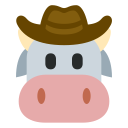 cowdy, a cow emoji wearing a cowboy hat